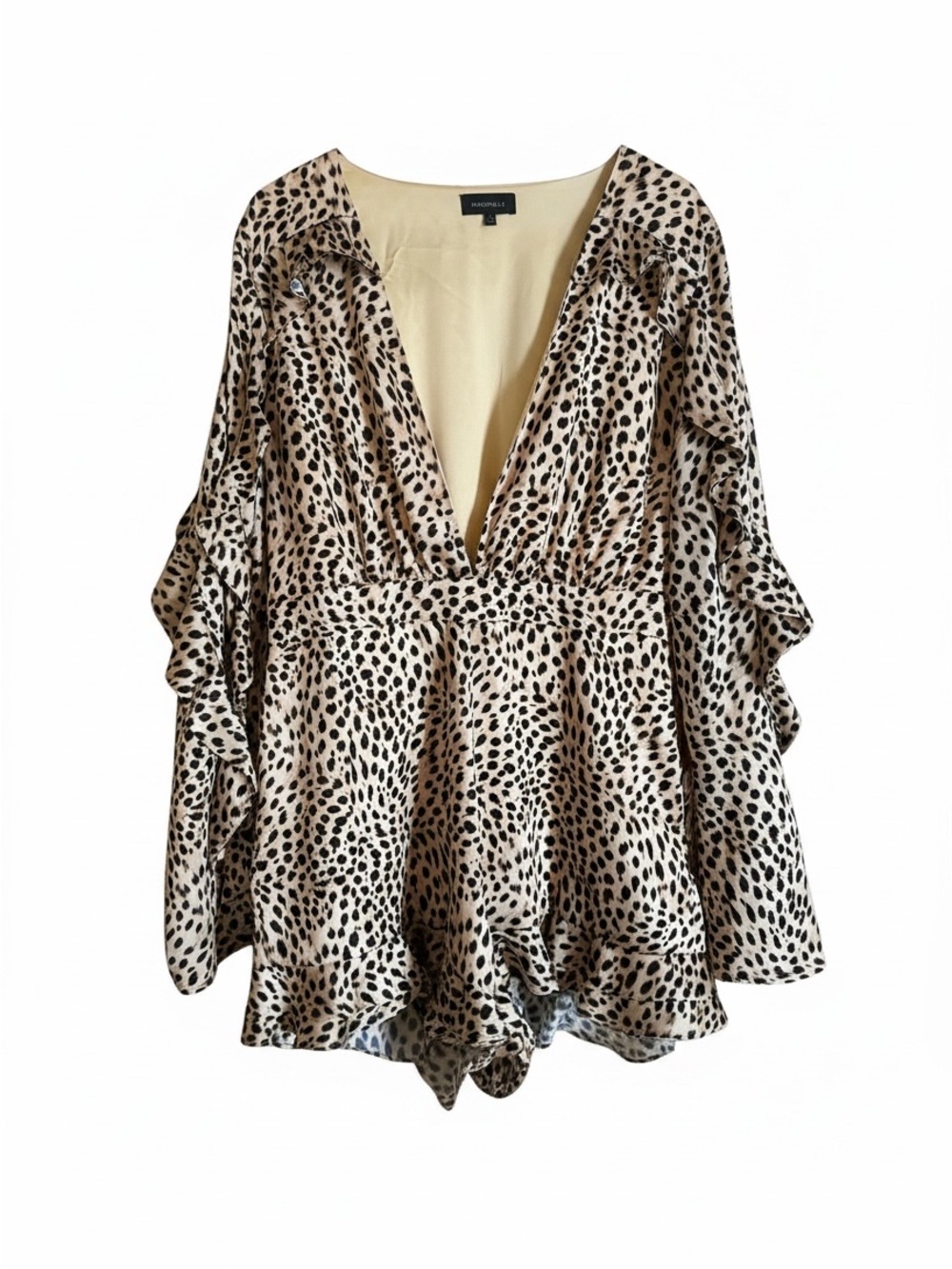 MAJORELLE Beige and Black Animal Print Romper